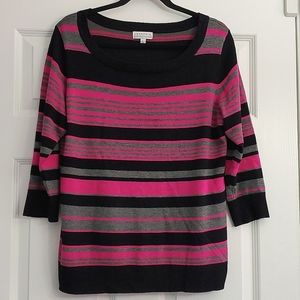 Pink Gray Black striped sweater